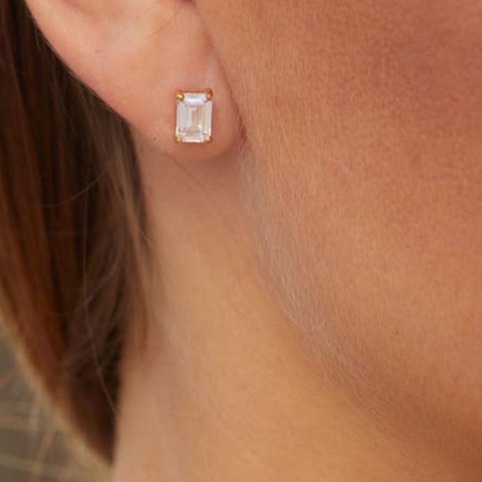 Vermeil Sterling Silver Emerald Cz Stud Earrings Savvy Cie Jewels Nwot 89$